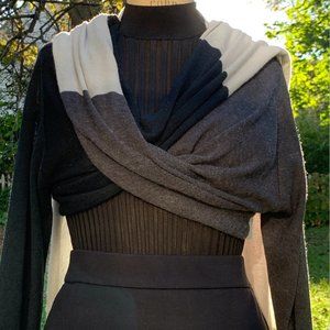 Sarah Pacini Black/Grey/Cream Bolero Sweater